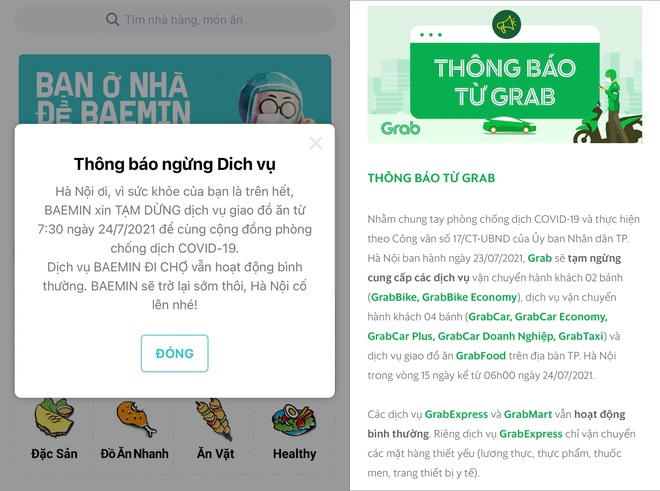 Các ứng dụng đồng loạt thông báo dừng dịch vụ giao đồ ăn tại Hà Nội - 1
